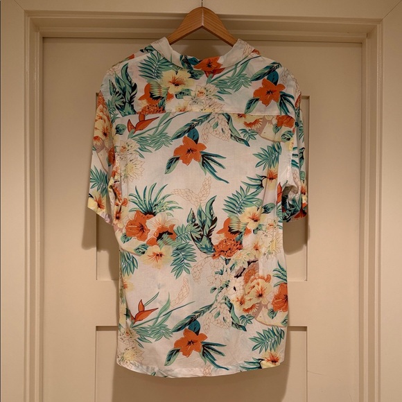 AllSaints Calypso Floral Shirt Small Relaxed Fit Tropical Short Sleeve Button Up - Picture 6 of 10